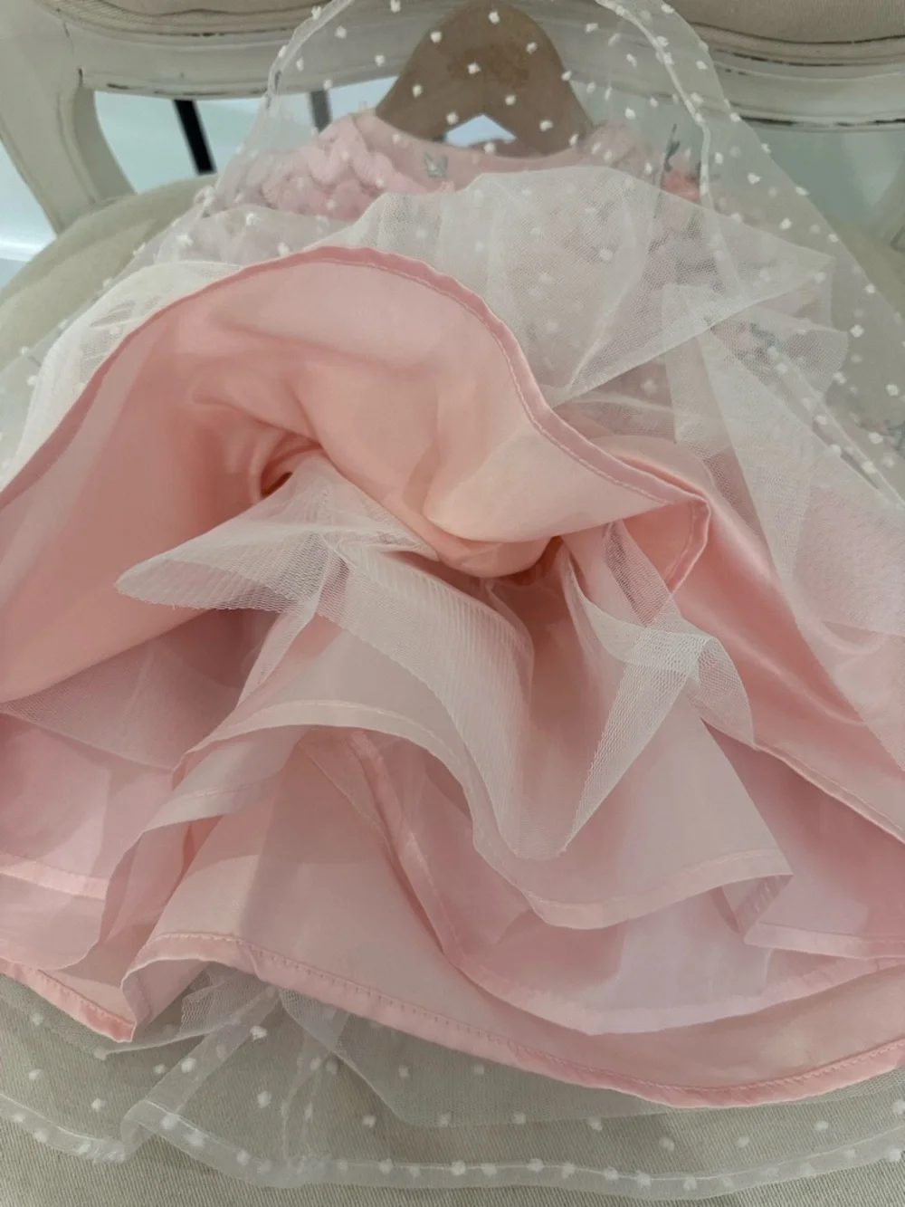 🦢 6~9 Mth Pink Tulle Princess Wedding Baby Dress with Matching Knit Bolero NWOT - Picture 14 of 16